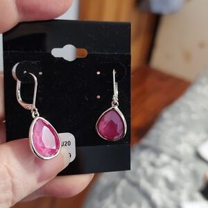 Touchstone Crystal Pink Teardrop Faceted Drop Earrings